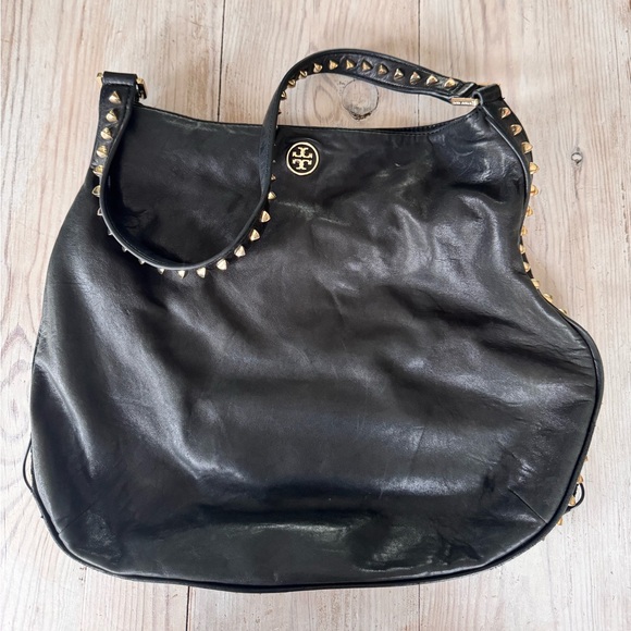 Tory Burch Black Hobo Bag with Studded Detailing - Picture 1 of 4